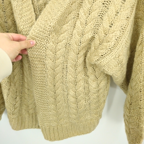 NEW BlankNYC Medium Open Front Puff Sleeve Oversized Cardigan Sweater Cable Knit - Picture 4 of 8
